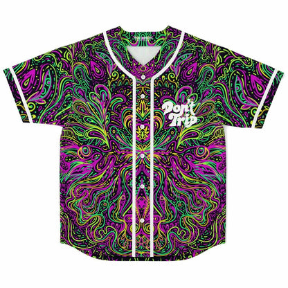 Black Dense Symmetrical Rave Baseball Jersey
