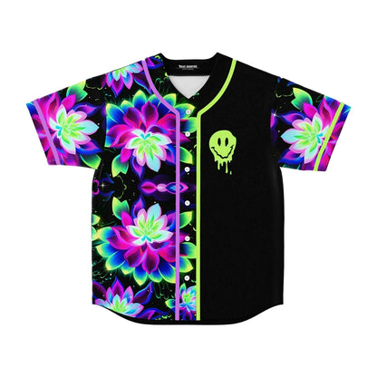 Black Glowing Neon Rave Baseball Jersey
