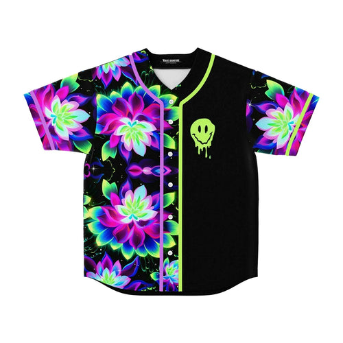 Black Glowing Neon Rave Baseball Jersey