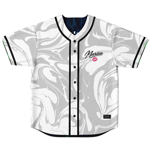 White Marble & Cosmic Blue Reversible Baseball Jersey