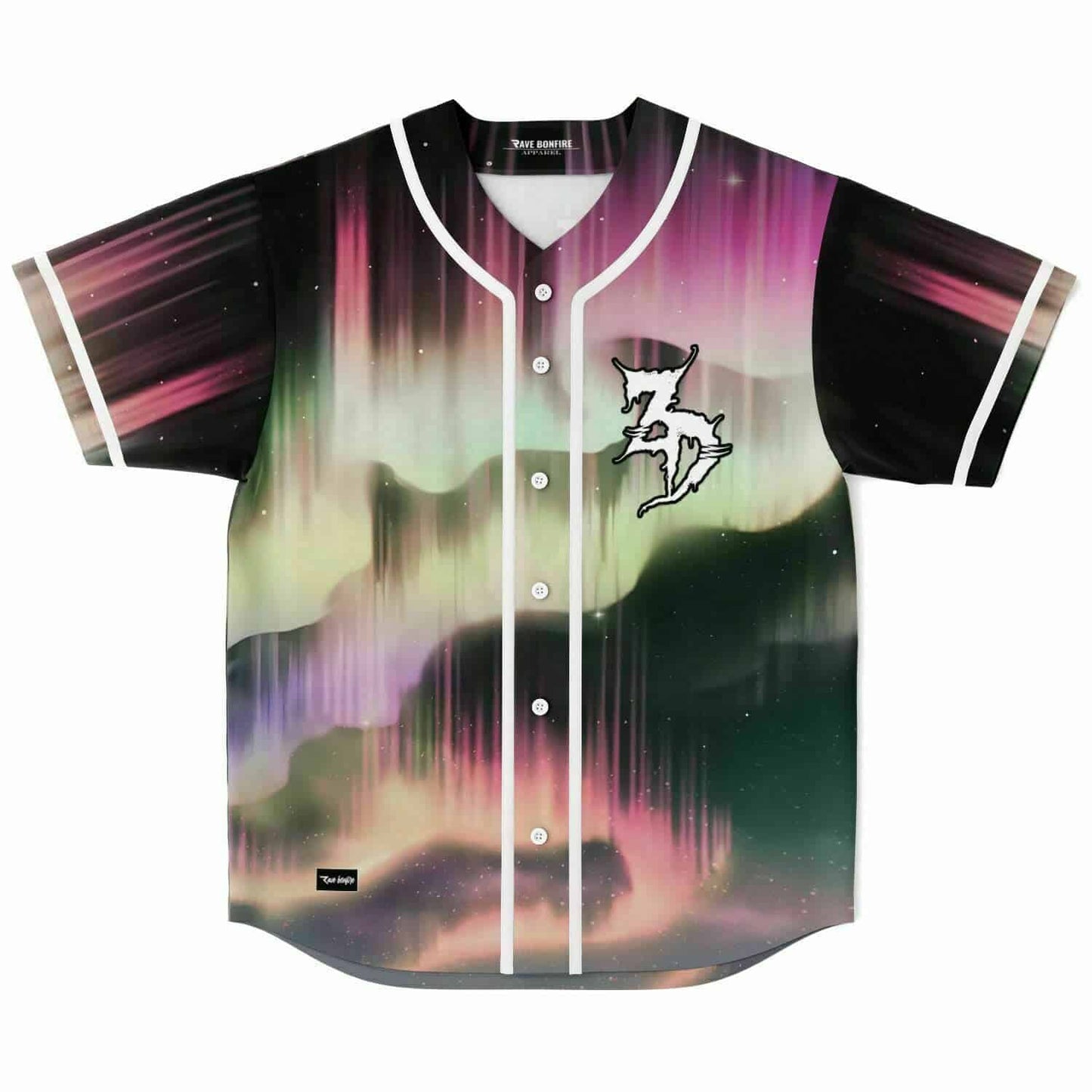 Black Aurora Borealis Rave Baseball Jersey