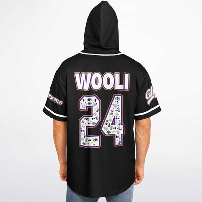 Wooli Black Purple Woolly Rave Hooded Baseball Jersey