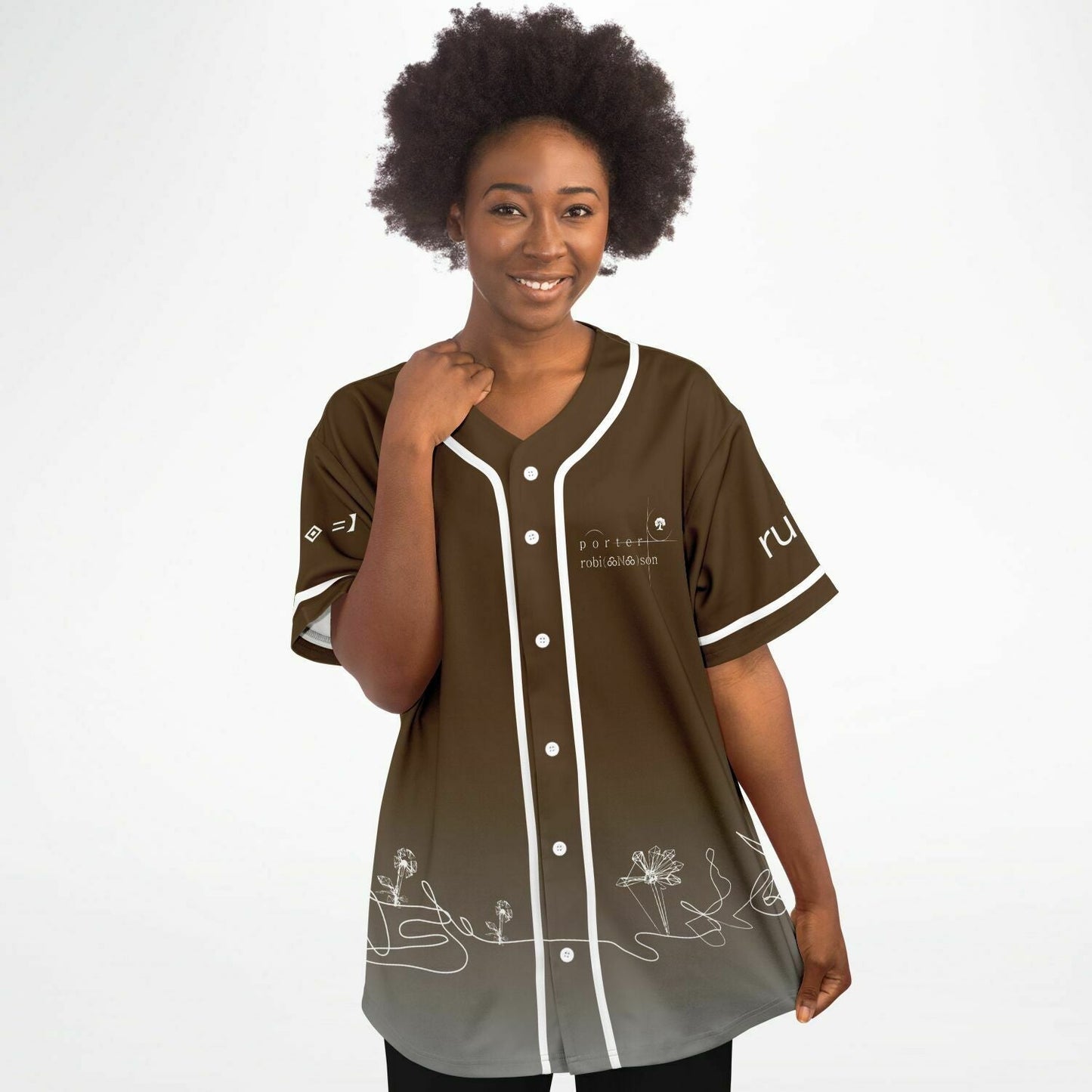 Porter Robinson Brown White Minimalist Single Rave Baseball Jersey