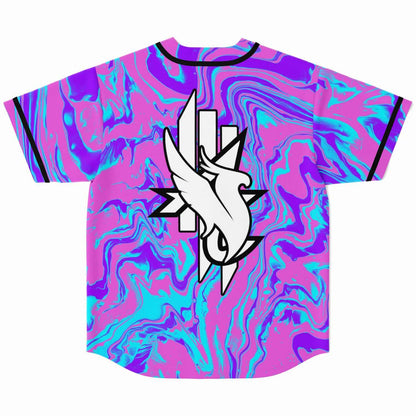 Pink Liquid Marble Rave Baseball Jersey