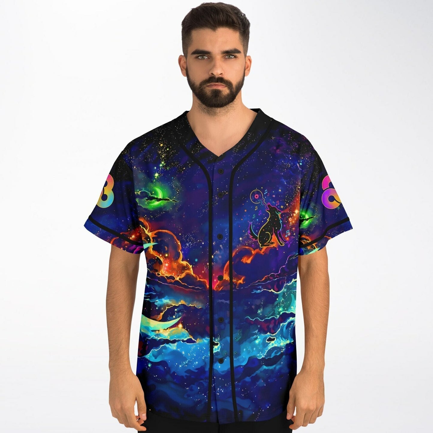 Deep Cosmic Vibrant Galaxy Rave Baseball Jersey
