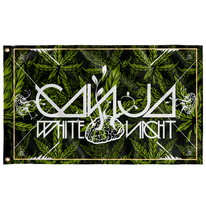 Ganja White Night Dark Green Cannabis Rave Flag