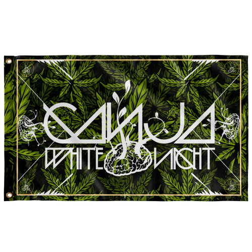 Ganja White Night Dark Green Cannabis Rave Flag