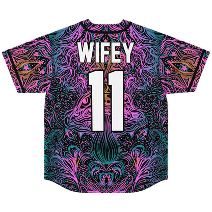 Black Symmetrical Psychedelic Rave Baseball Jersey