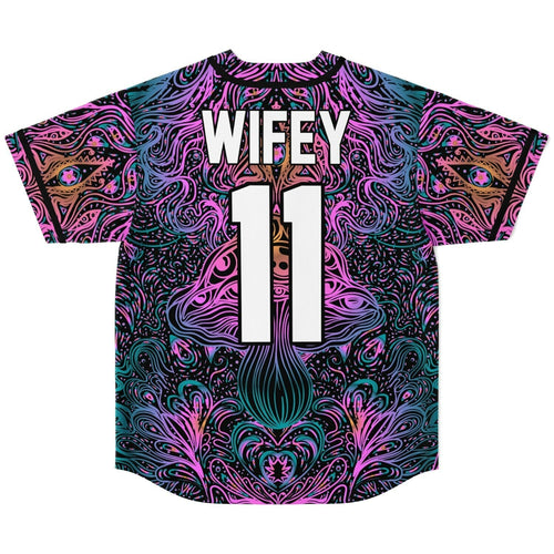Black Symmetrical Psychedelic Rave Baseball Jersey