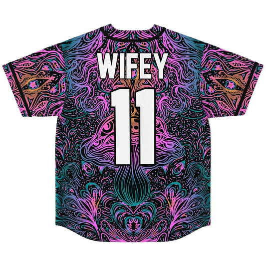Black Symmetrical Psychedelic Rave Baseball Jersey