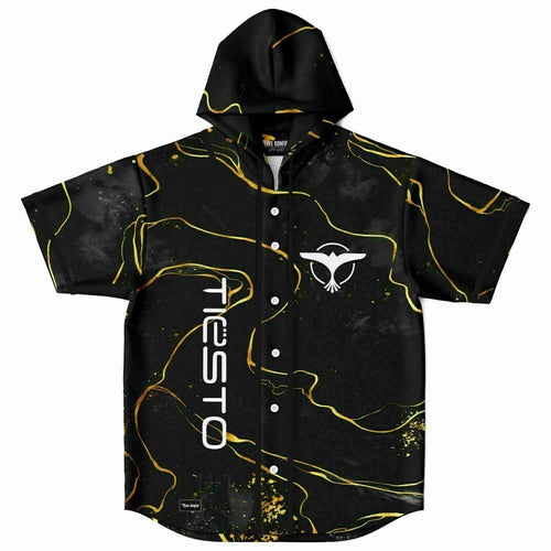 Tiesto Black Marble Rave Hooded Baseball Jersey