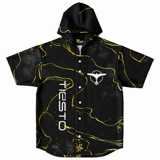 Tiesto Black Marble Rave Hooded Baseball Jersey