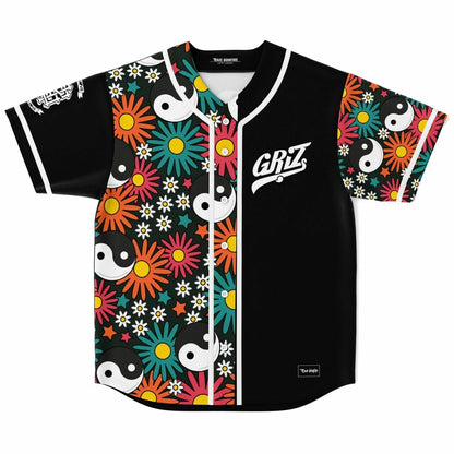 GRiZ Black Retro Daisies Rave Baseball Jersey