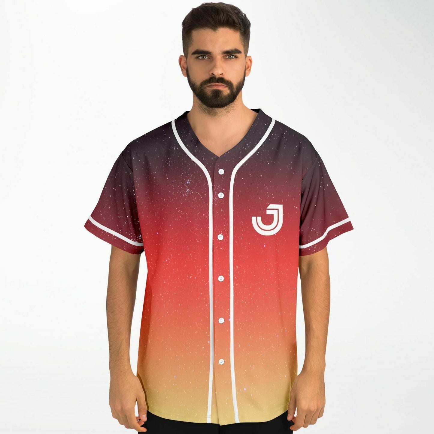 Jeffrey Sutorius Deep Maroon Sunset Rave Baseball Jersey