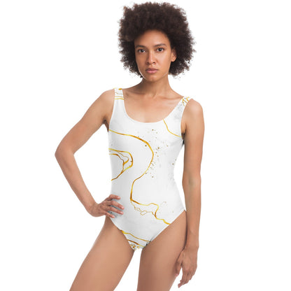 White Gold Marble Rave Swimsuit