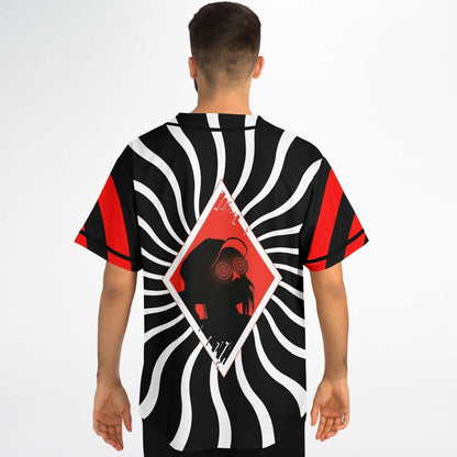 Black Bright Hypnotic Concentric Rave Baseball Jersey