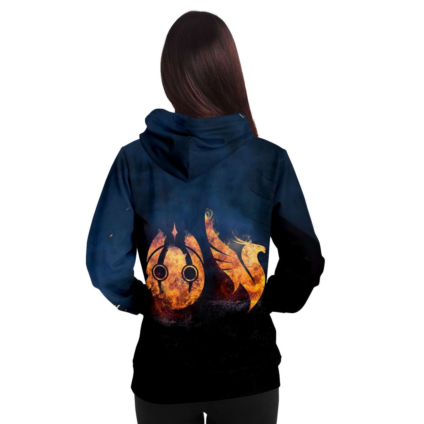 Flaming Heart Navy Ember Rave Hoodie