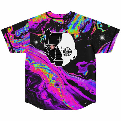 Black Trippy Oil Rave Baseball Jersey