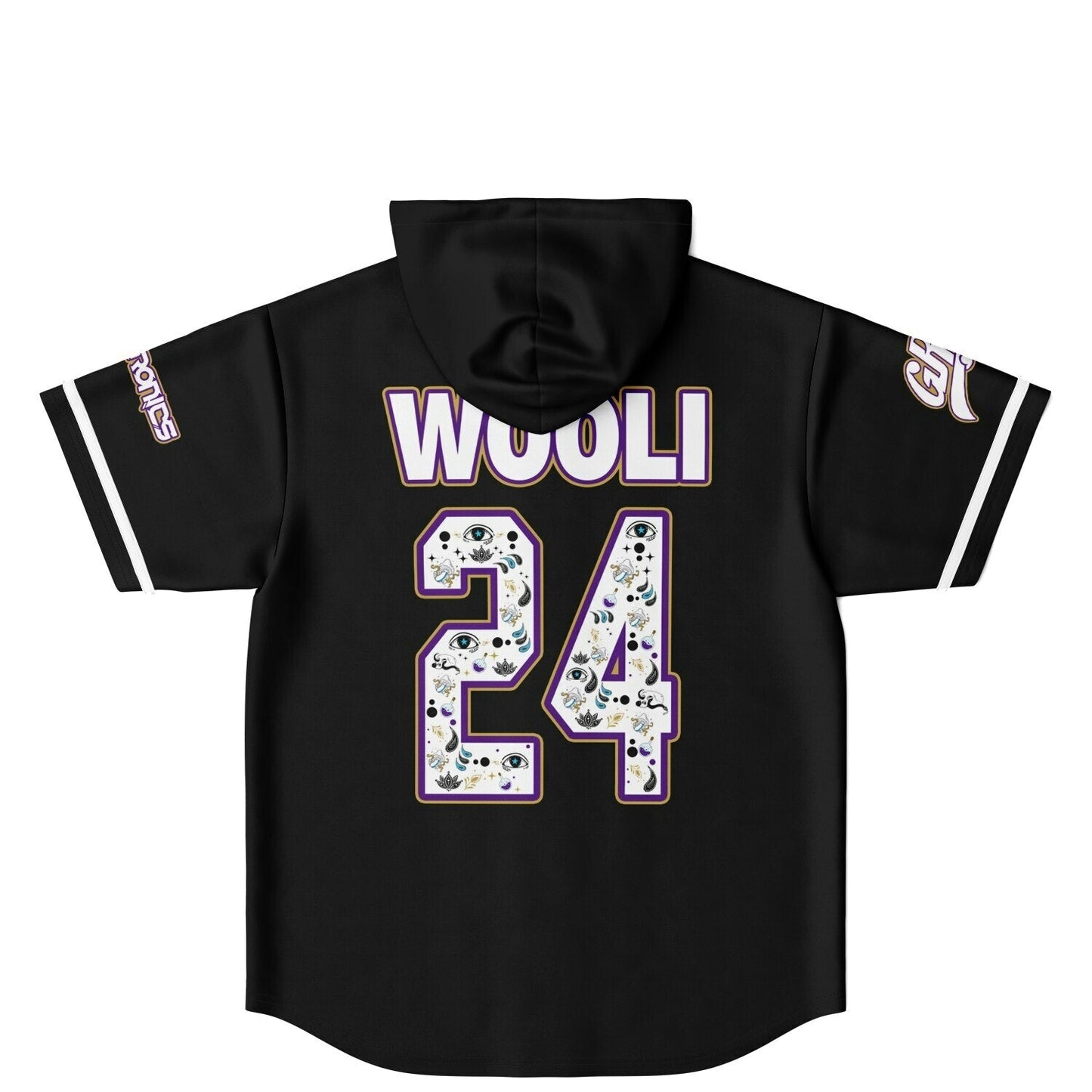 Wooli Black Purple Woolly Rave Hooded Baseball Jersey