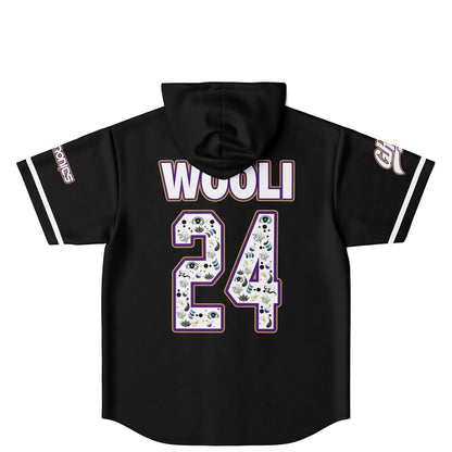 Wooli Black Purple Woolly Rave Hooded Baseball Jersey