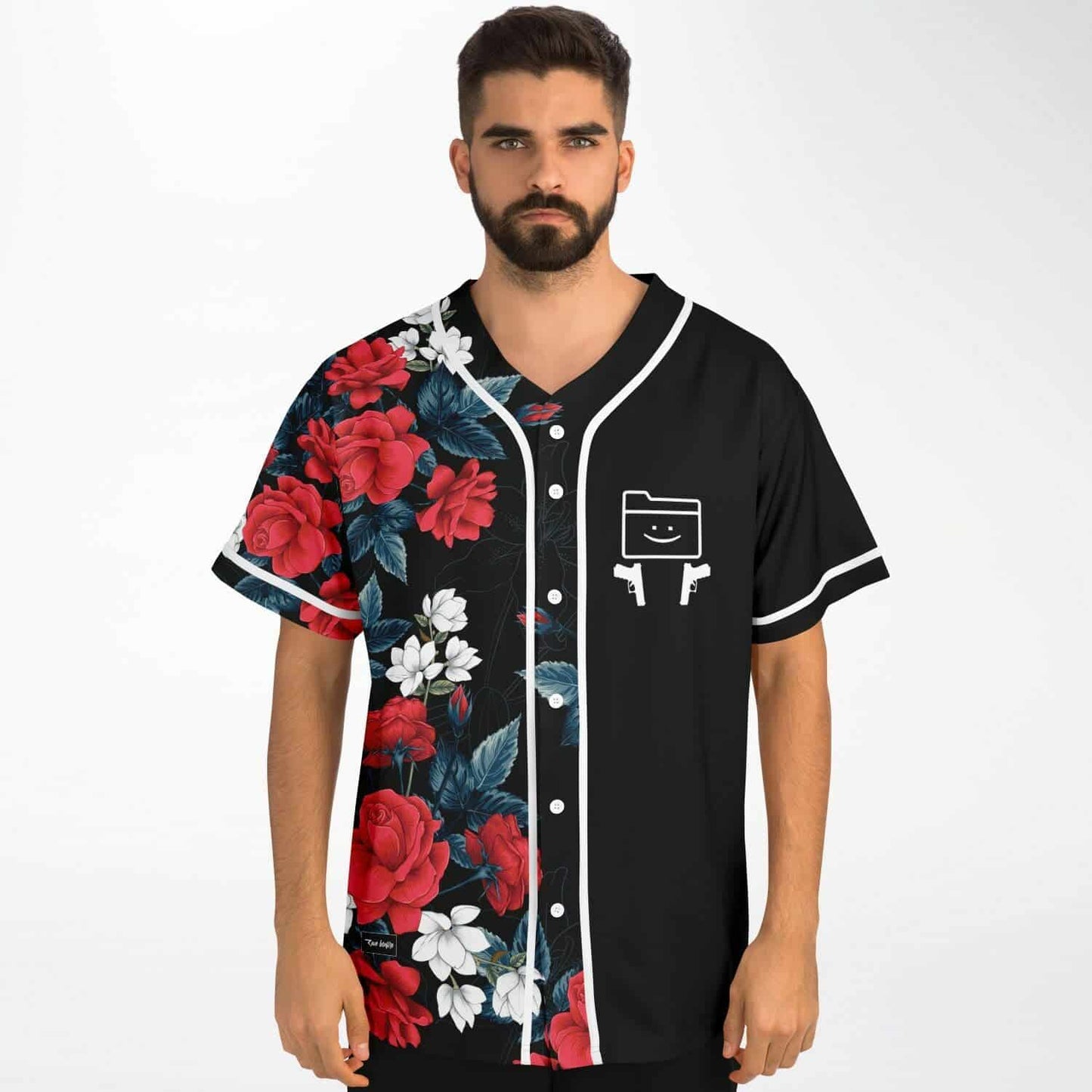 Spooky Signals Black Split Rave Baseball Jersey