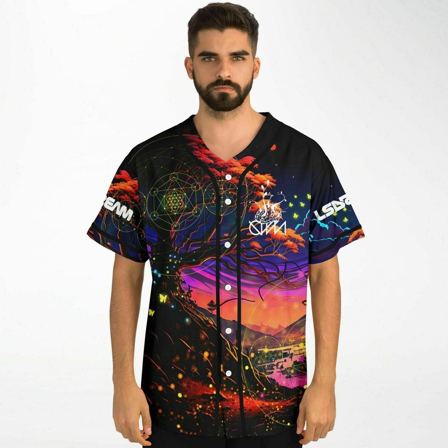 Deep Purple Psychedelic Dreamscape Rave Baseball Jersey