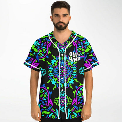 Black Symmetrical Kaleidoscope Rave Baseball Jersey