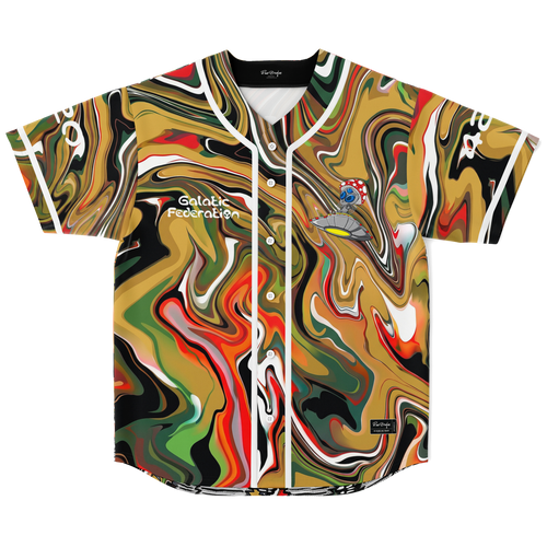 Olive Liquid Marble Rave Baseball Jersey