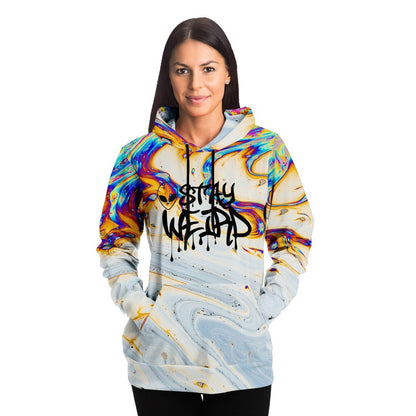 Stay Weird Rainbow Oil Slick Rave Hoodie