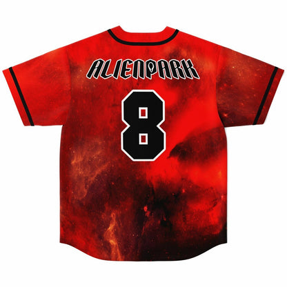 Deep Red Space Nebula Rave Baseball Jersey