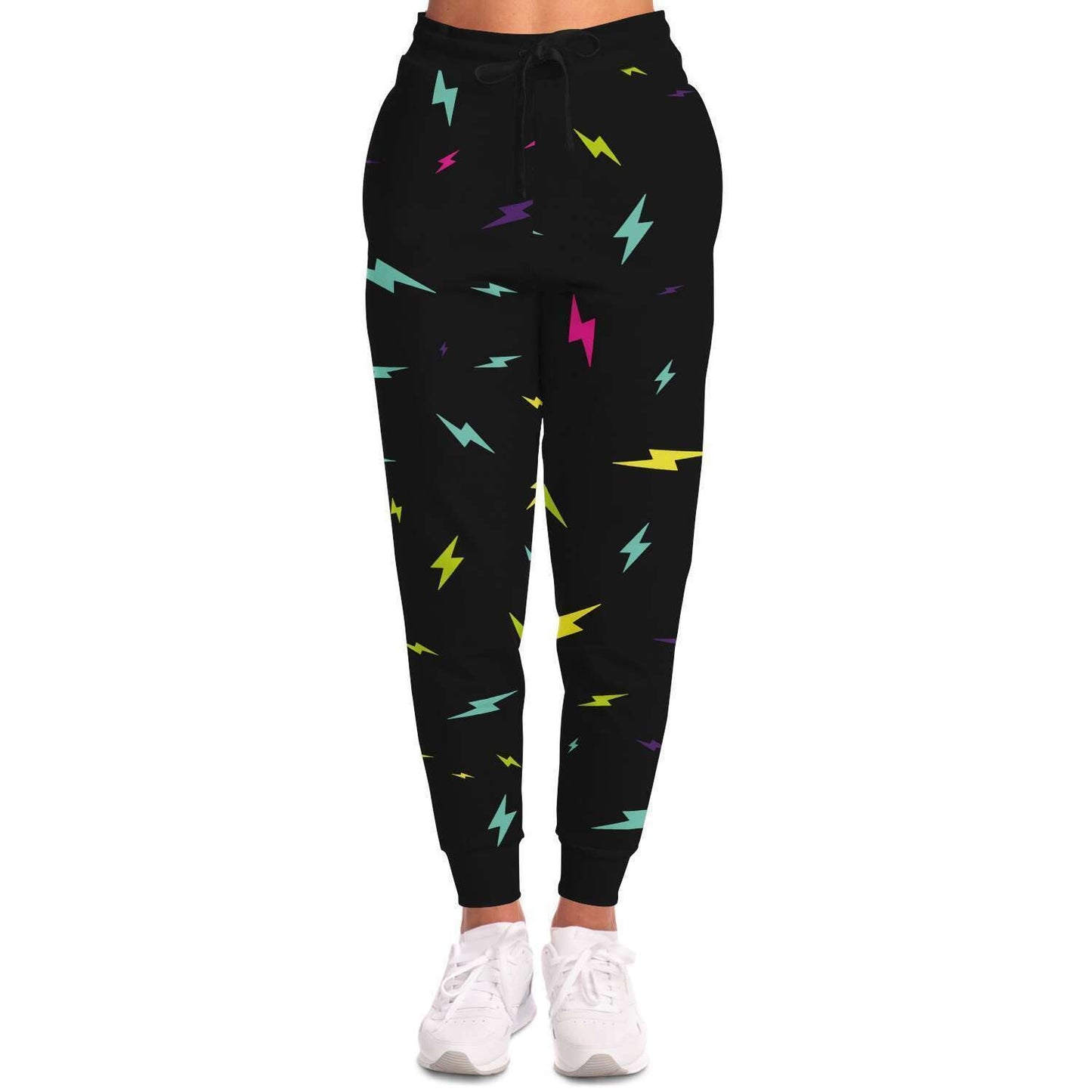 Black Scattered Lightning Rave Joggers