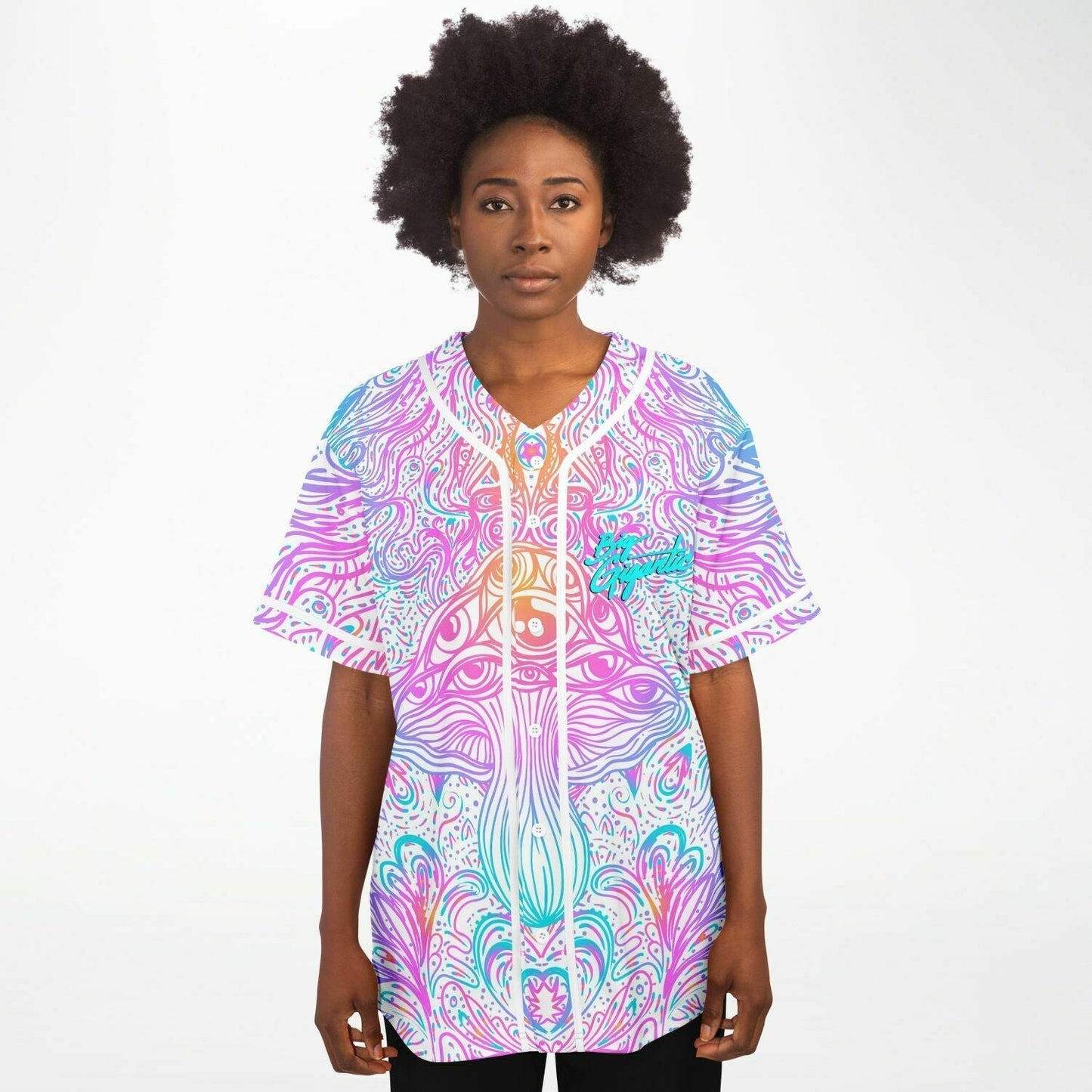Pastel White Psychedelic Mushroom Rave Baseball Jersey