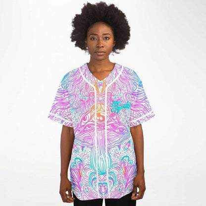 Pastel White Psychedelic Mushroom Rave Baseball Jersey
