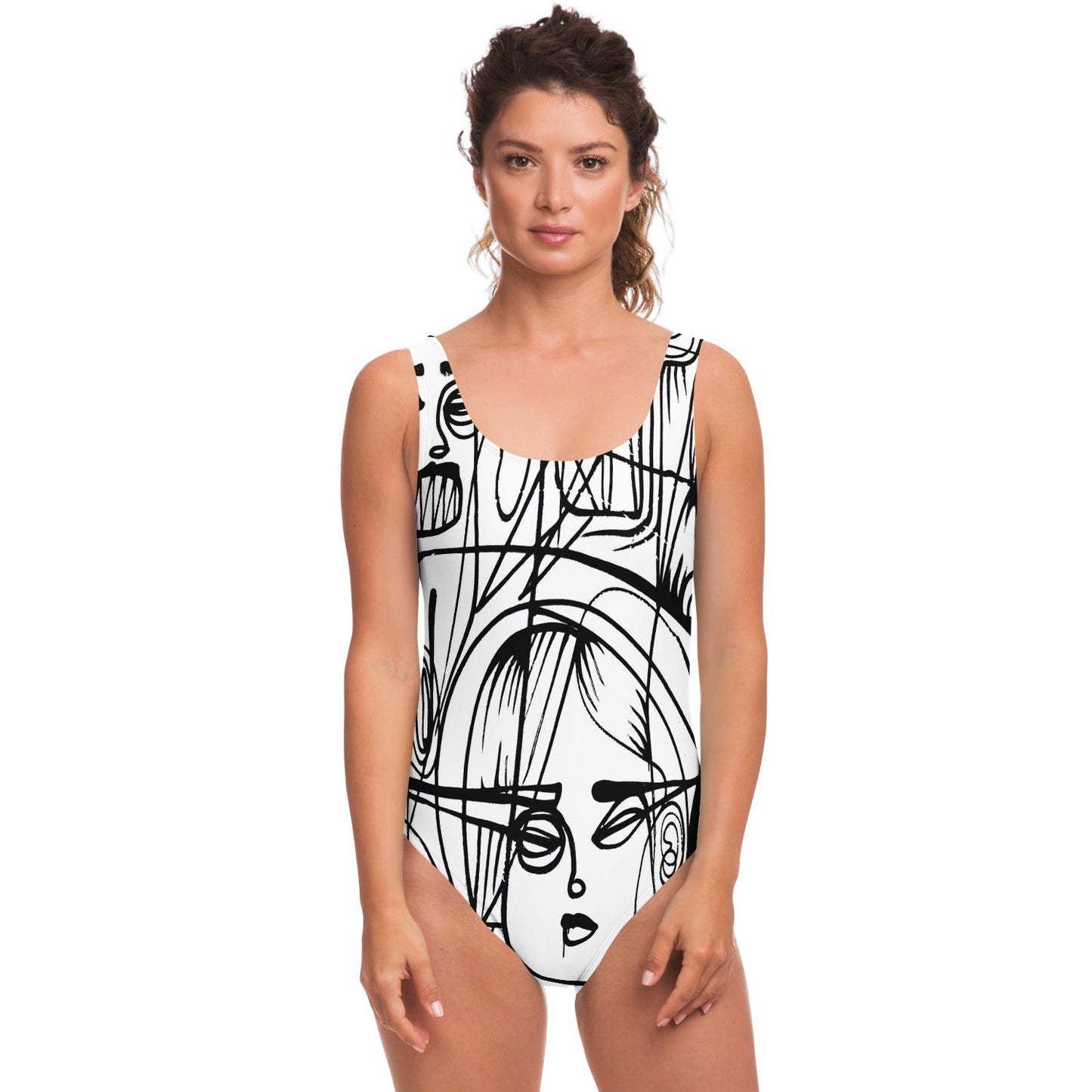 White Abstract Sketchy Rave Swimsuit
