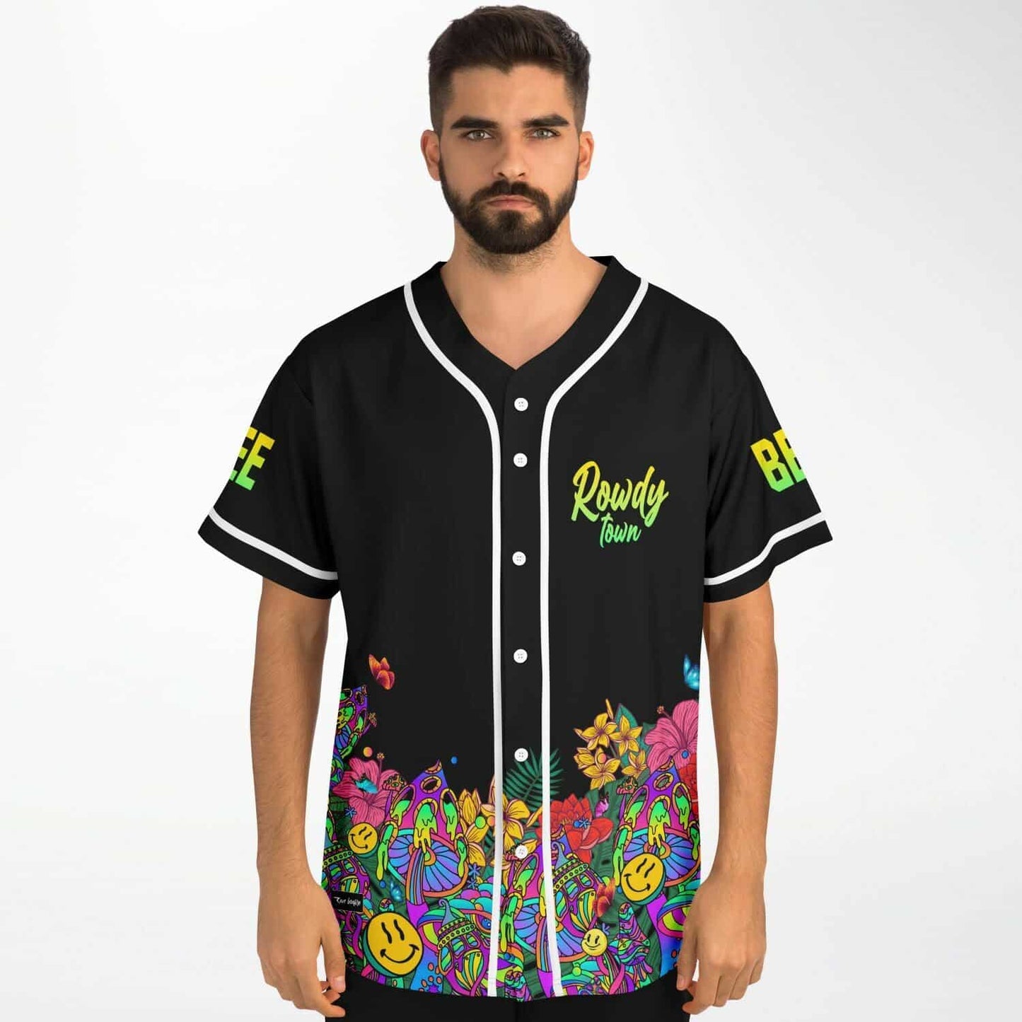 Big Gigantic Black Body Dense Psychedelic Rave Baseball Jersey