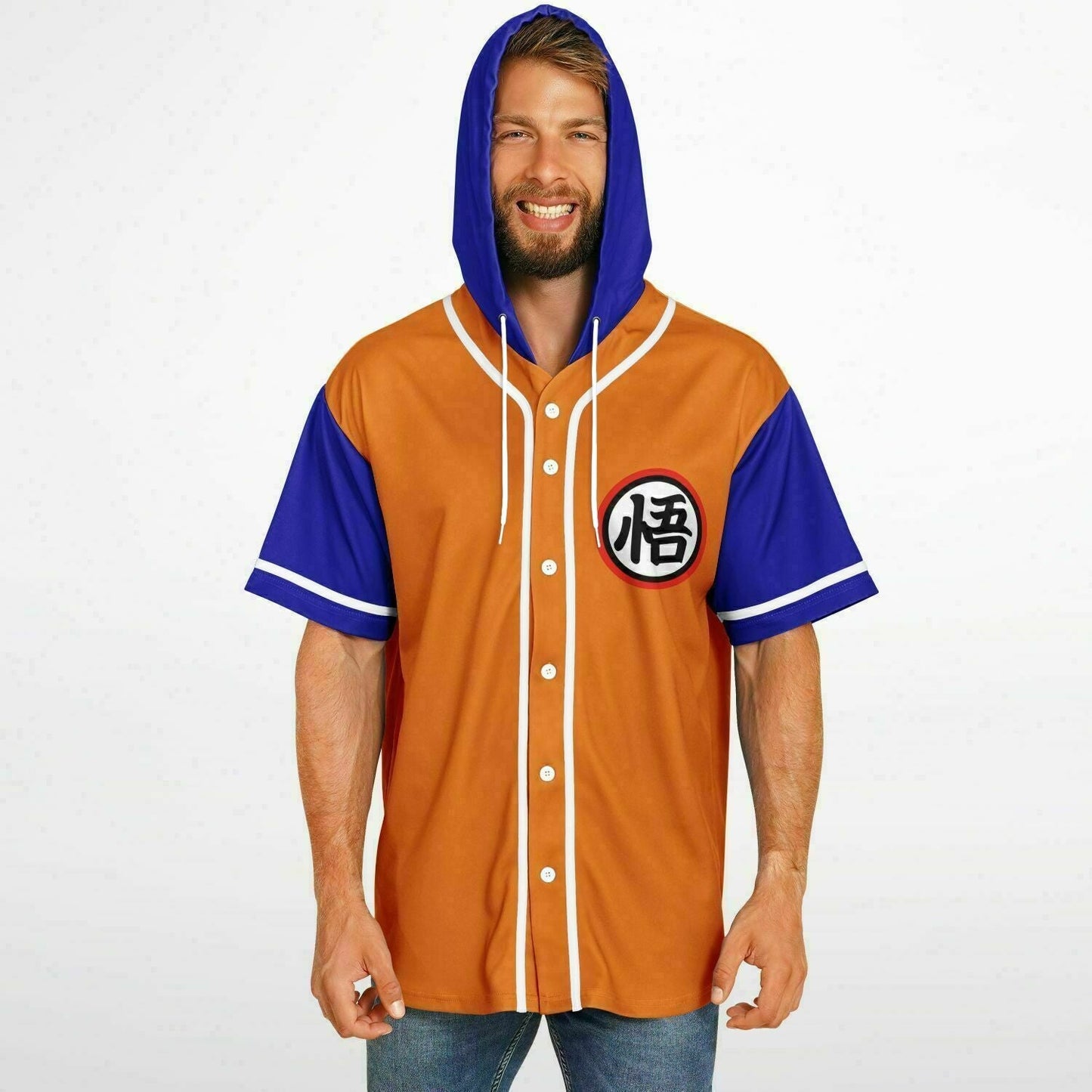 Orange Body Dragon Ball Rave Hooded Baseball Jersey