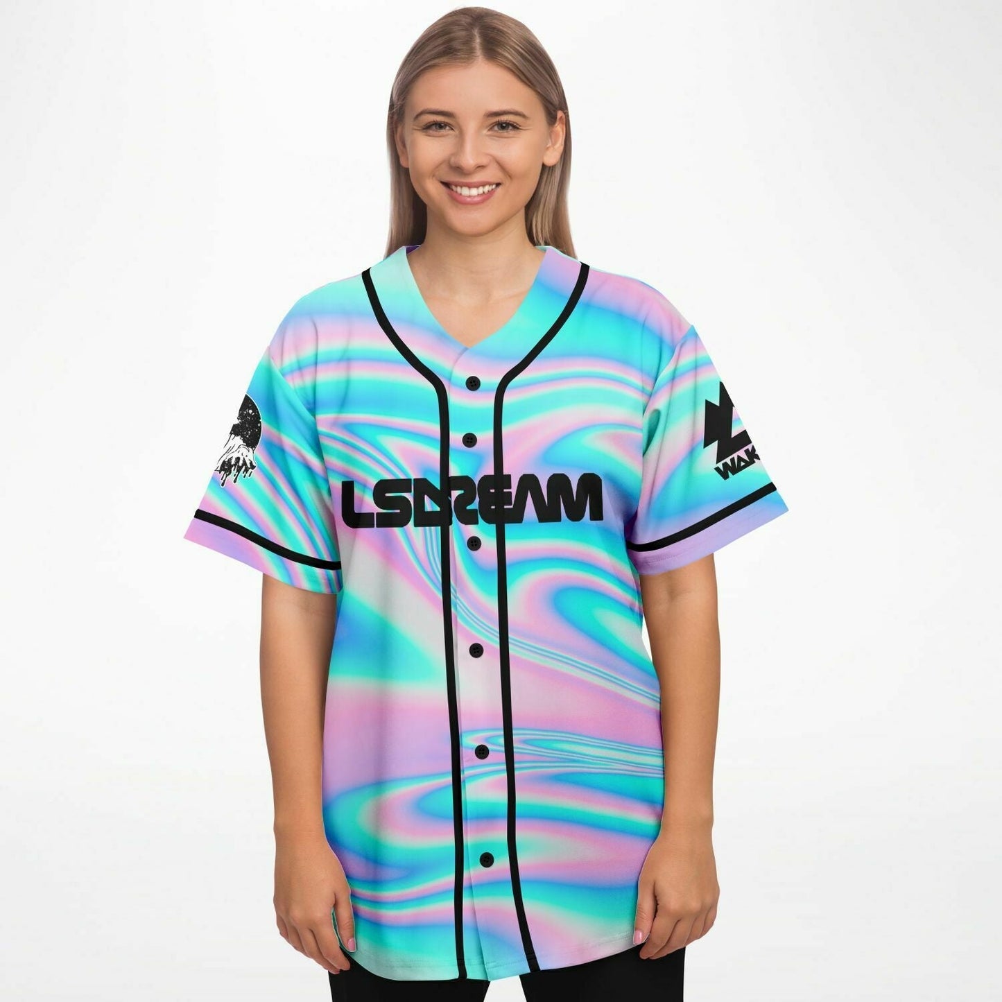 LSDREAM Pastel Holographic Rave Baseball Jersey