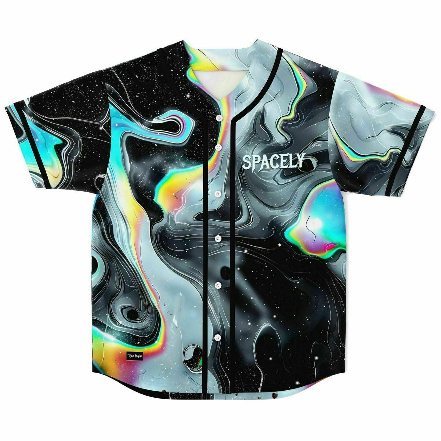 Black Psychedelic Marbled Rave Baseball Jersey