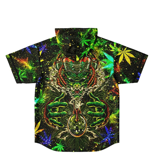 Black Cosmic Galaxy Rave Hooded Baseball Jersey