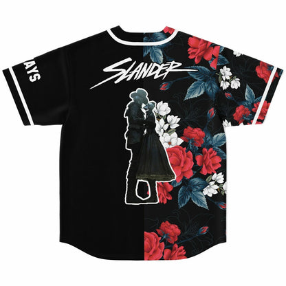Slander Black Split Dark Rave Baseball Jersey