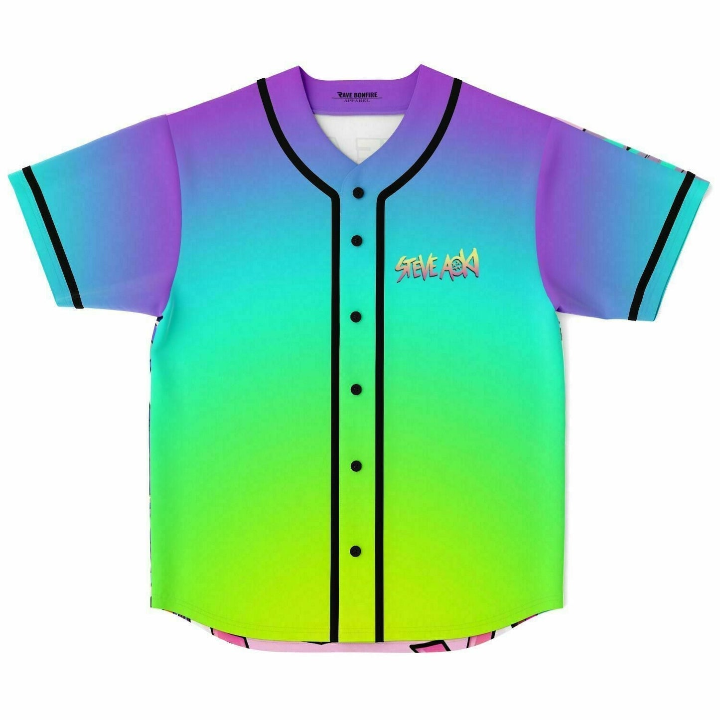 Steve Aoki Vivid Rainbow Smooth Gradient Rave Baseball Jersey