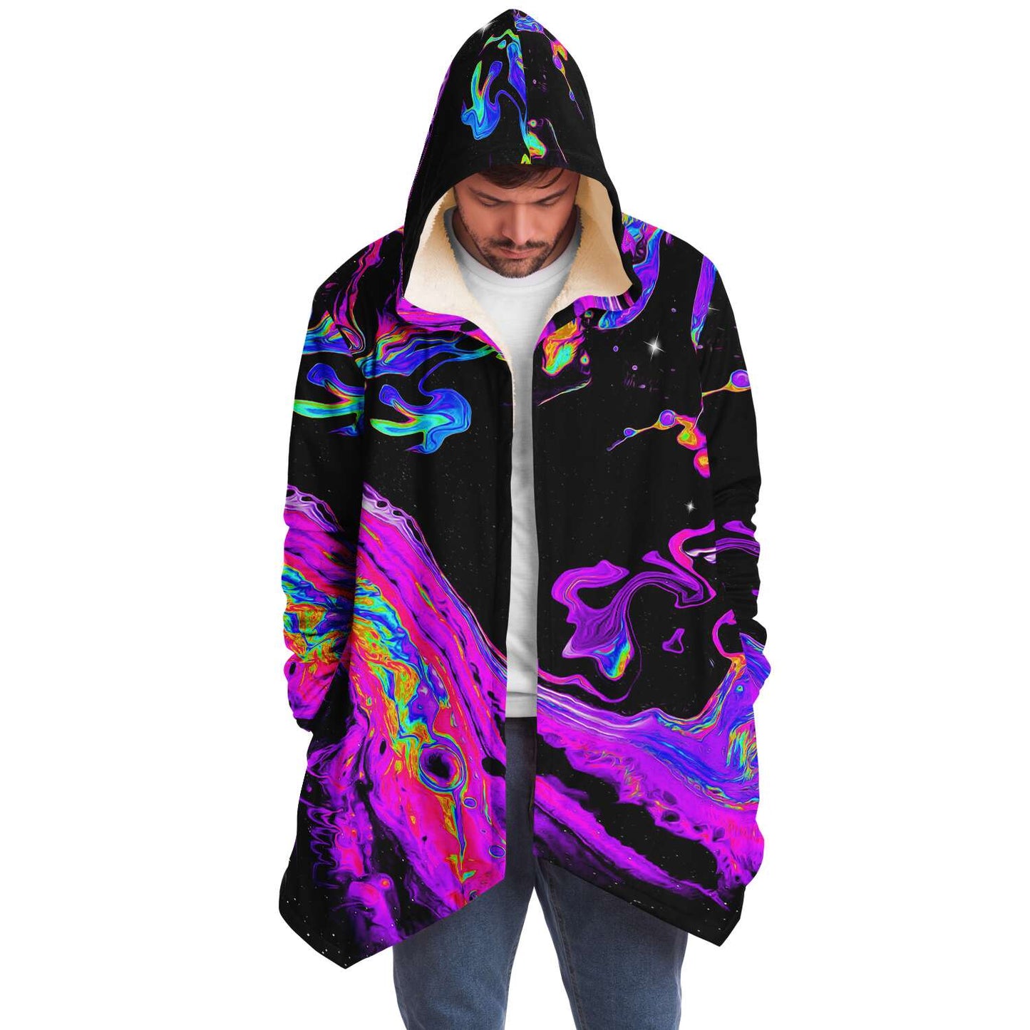 Black Psychedelic Liquid Rave Cloak