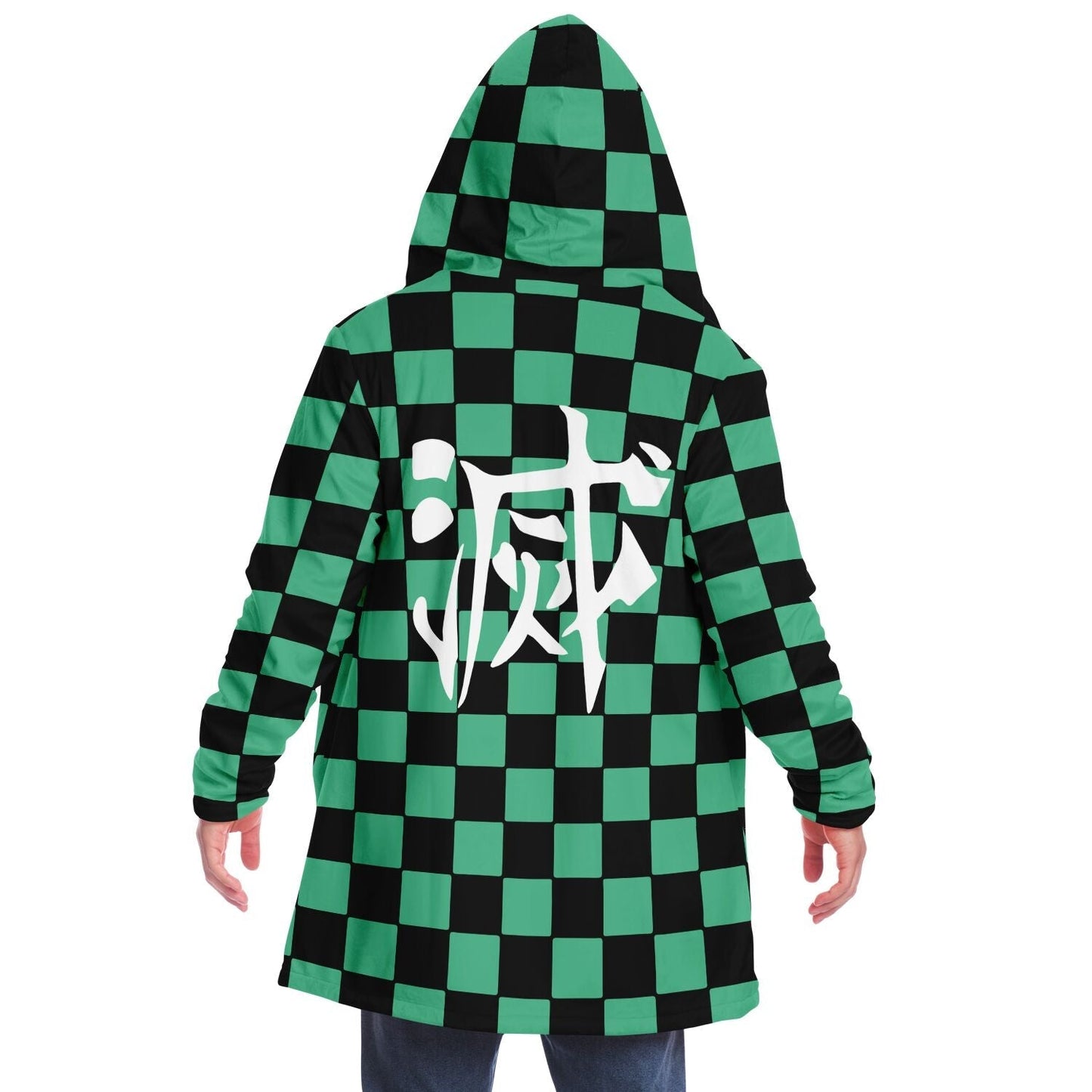 Teal Green Black Checkered Rave Cloak