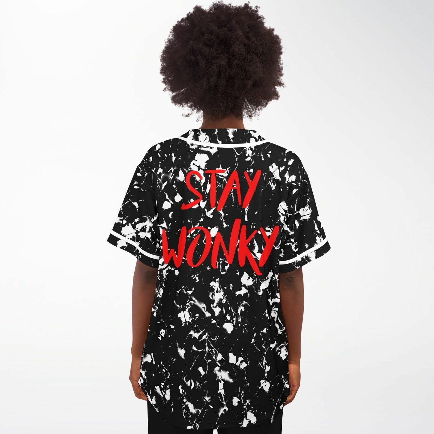 Black White Abstract Paint Rave Baseball Jersey