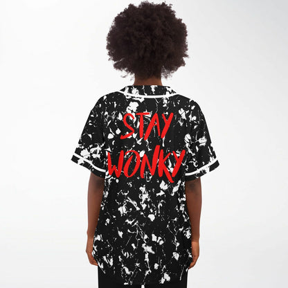 Black White Abstract Paint Rave Baseball Jersey