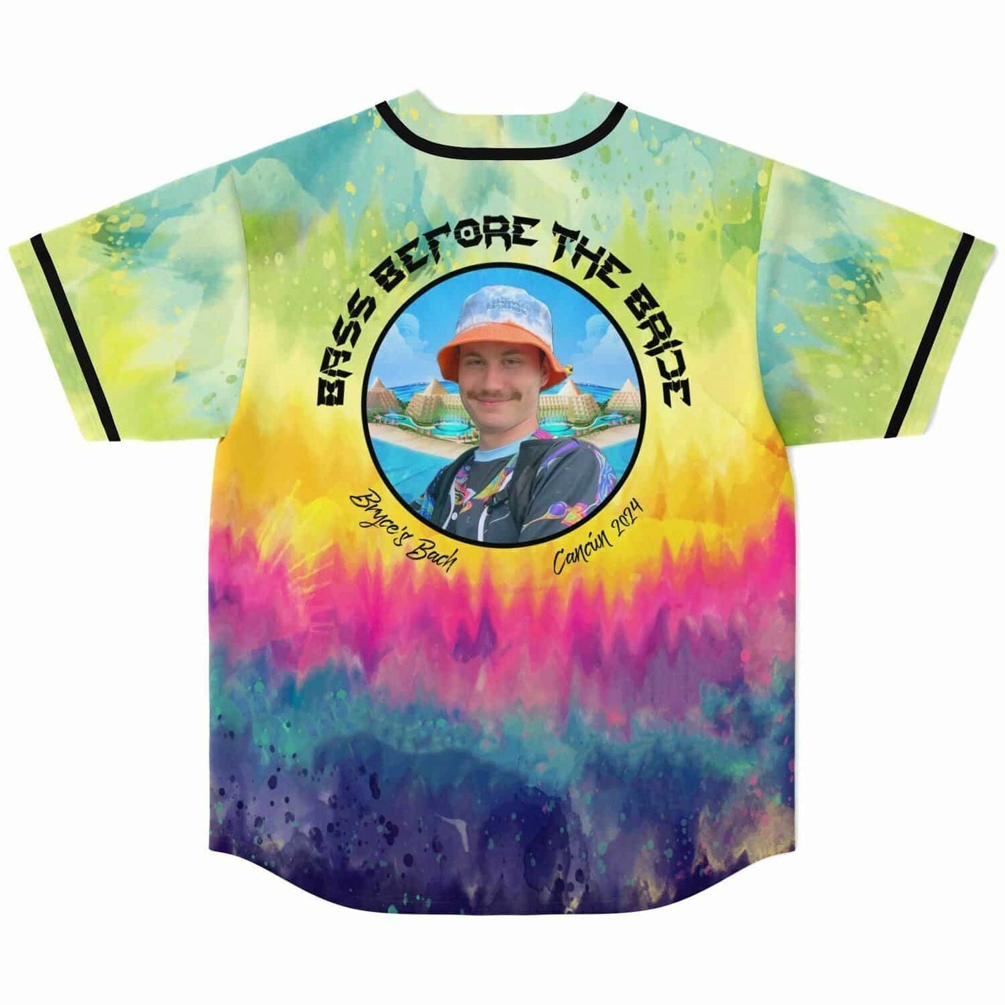 Watercolor Rainbow Tie Dye Rave Baseball Jersey