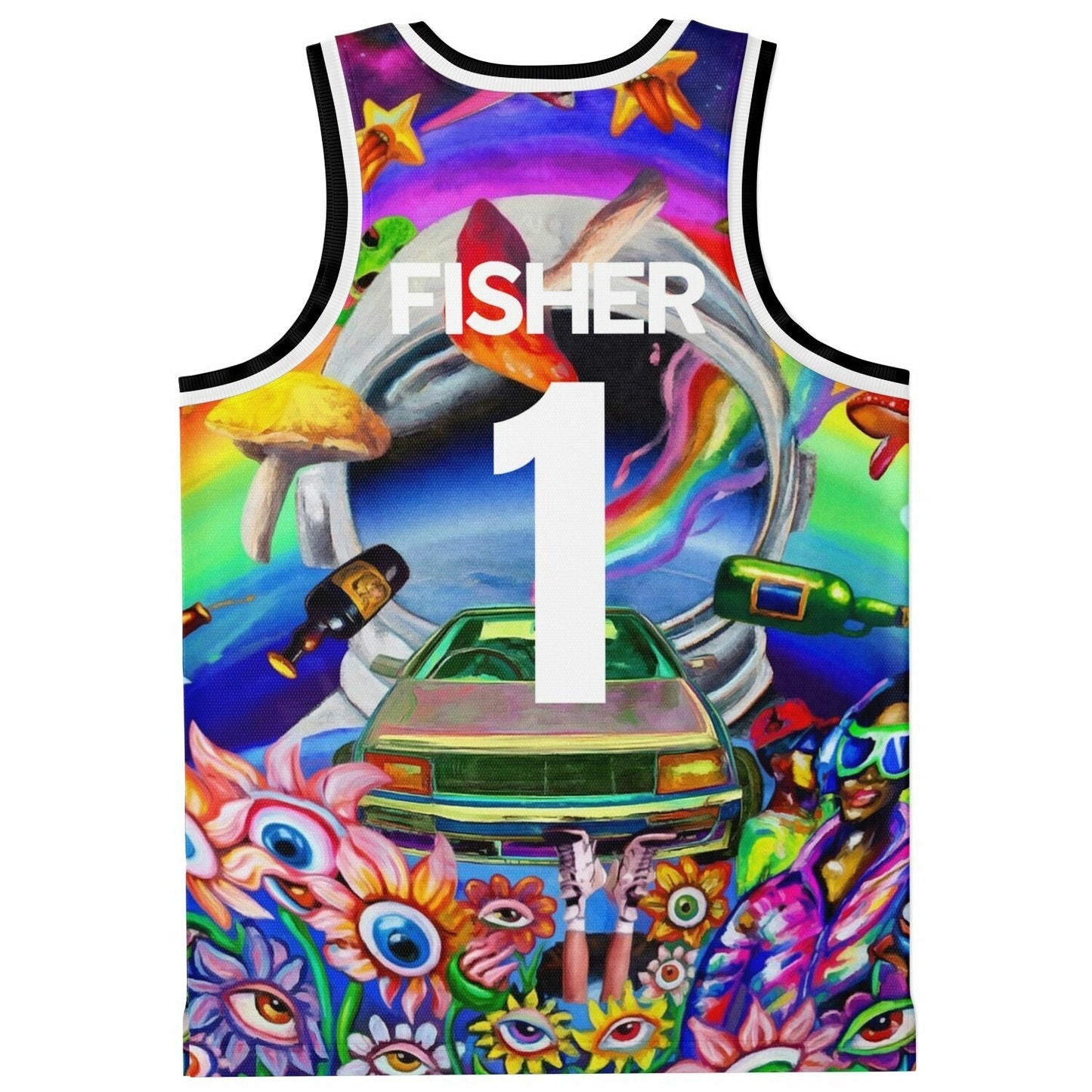 FISHER Vivid Rainbow Surreal Psychedelic Rave Basketball Jersey
