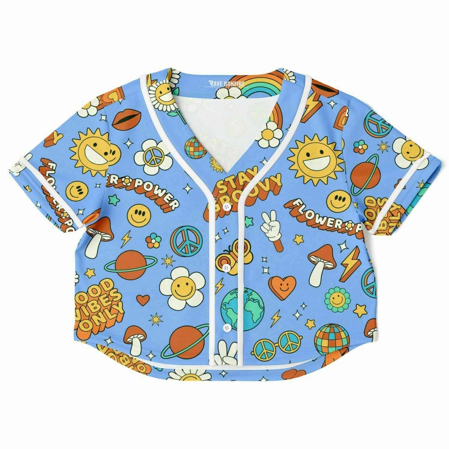 Stay Groovy Cropped Baseball Jersey