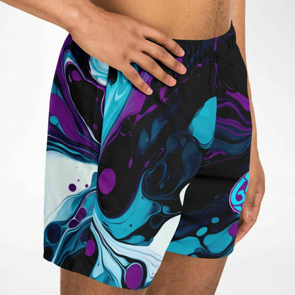 Black Liquid Marble Rave Swim Trunks