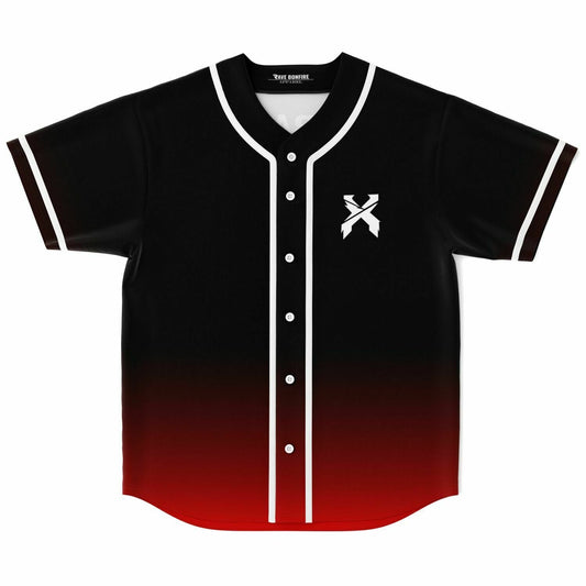 Excision Black Red Crossed X Rave Baseball Jersey